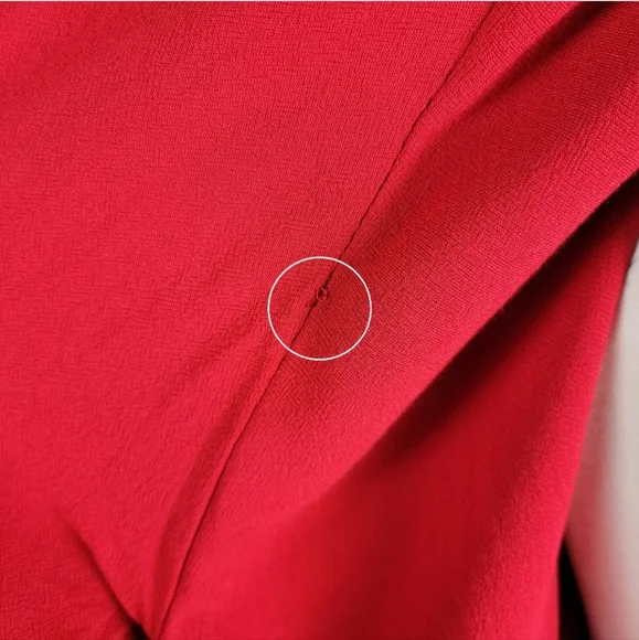 H&M Red Crepe Flounce Sleeve Keyhole Back High Neck Tunic Shift Dress Size 6 - Picture 16 of 16